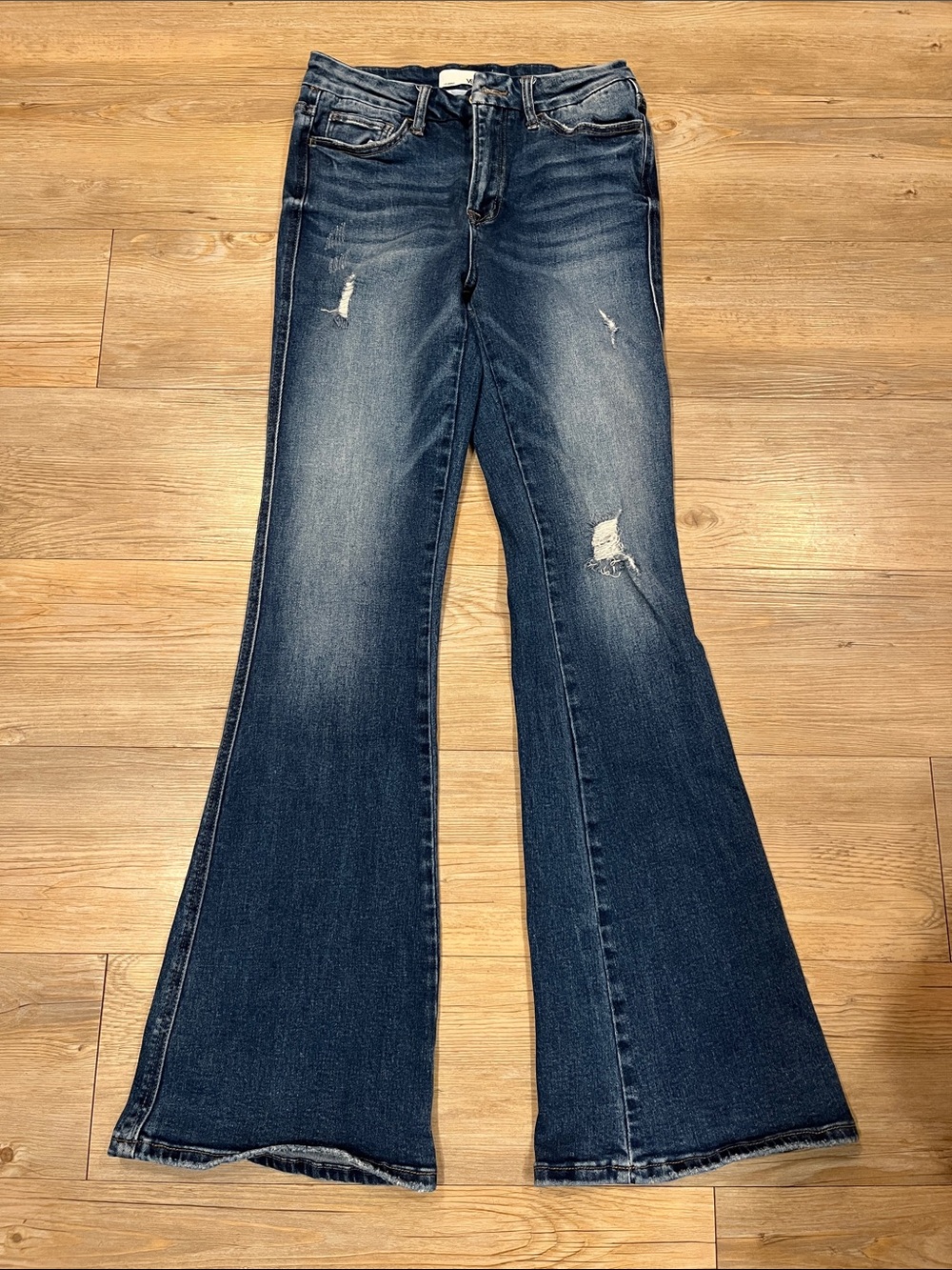Dark Blue Vervet Distressed Flare Boot cut Jeans for Women